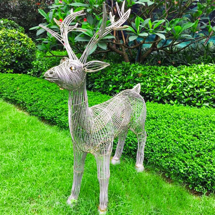 厂家不锈钢镂空兔子雕塑可定制户外景观铁艺麋鹿不锈钢镂空鹿雕塑