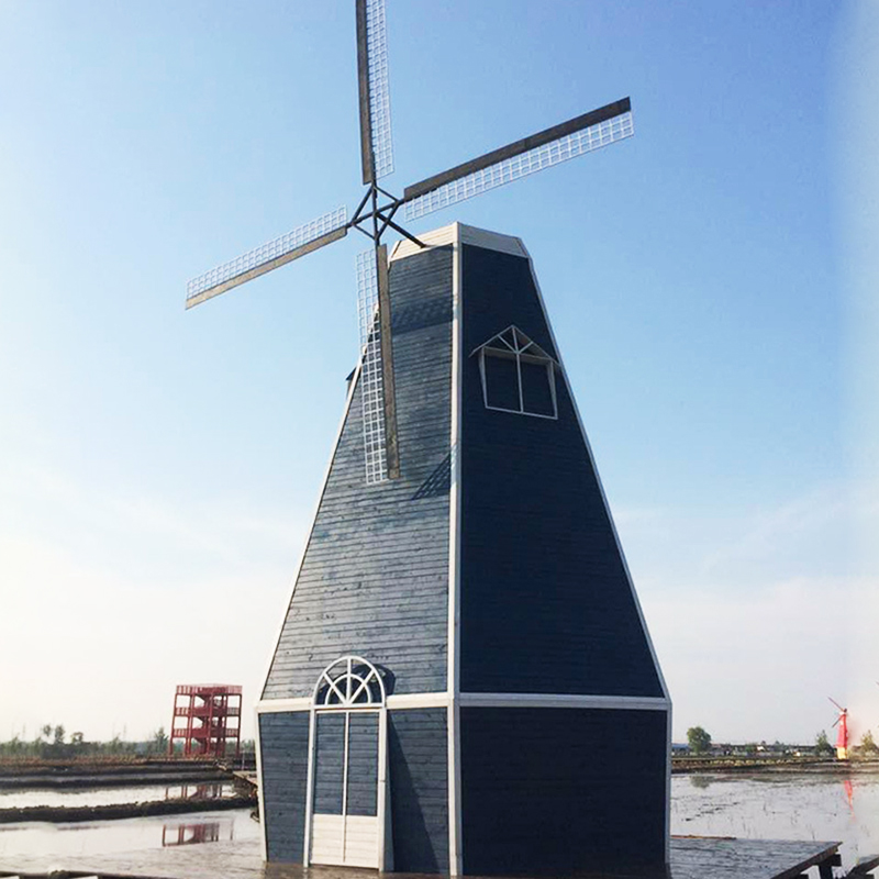 无穷大源头厂家定制生产景区大型荷兰防腐木风车 园林造景风车