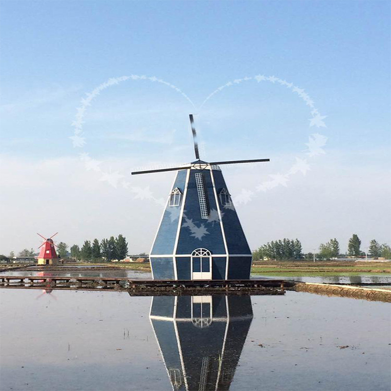 【防腐木风车】户外大型景观荷兰实木质电动旋转装饰摆件风车