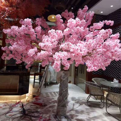 仿真樱花树室外大型玻璃钢仿真桃花树商场许愿树婚庆布景假树定制