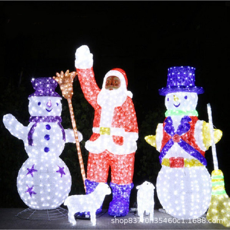 圣诞节日装饰led雪人3D立体发光亚克力滴胶圣诞老人造型灯