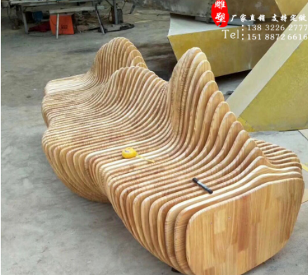 玻璃钢坐凳商场仿木创意长凳几何不规则休闲座椅彩绘雕塑户外装饰