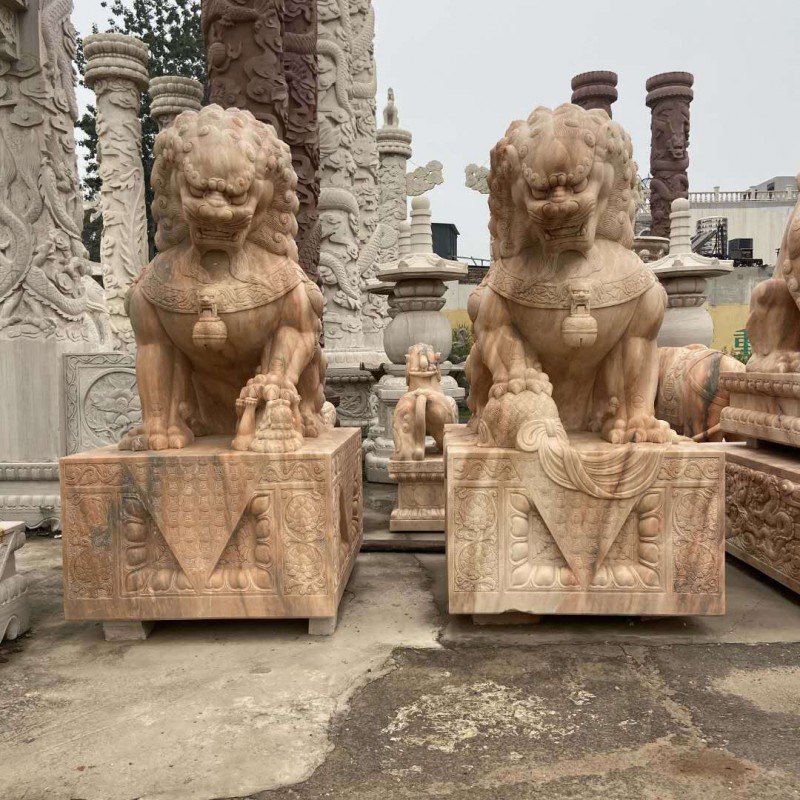 石雕狮子雕塑门口动物雕塑公司门口招财石雕狮子雕塑批发