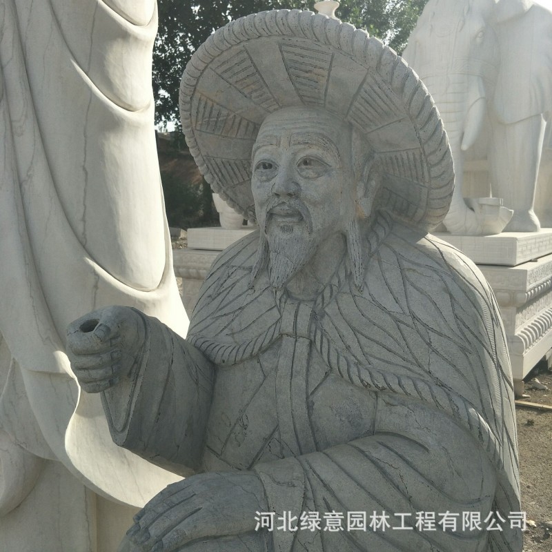 石雕生产厂家直销 姜太公钓鱼雕像 老人垂钓 雕塑小品公园摆件