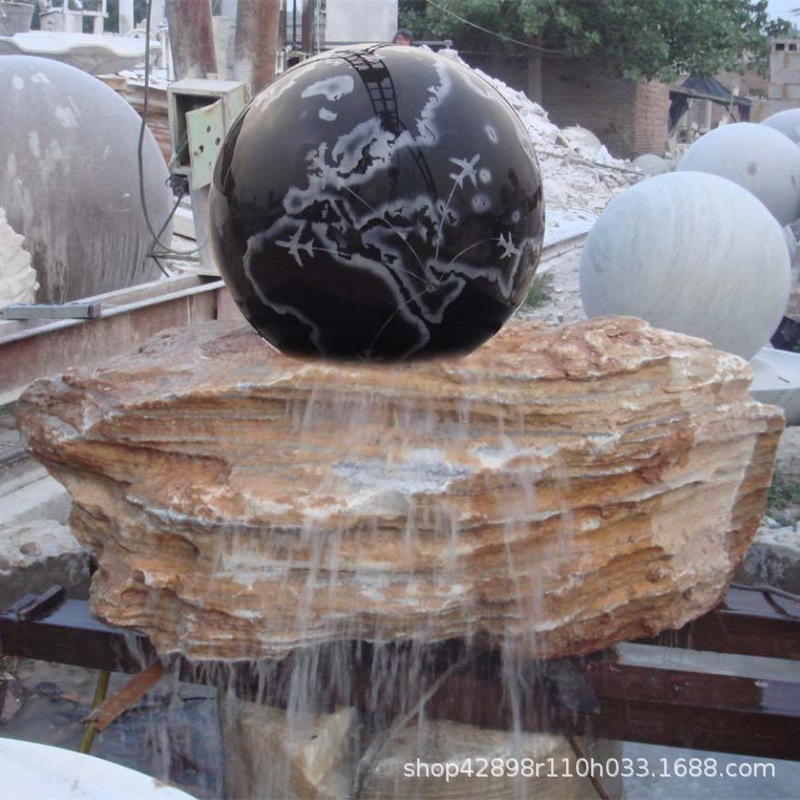 石雕风水球喷泉流水景观喷水转运球欧式中式花园滚动圆球莲花水池