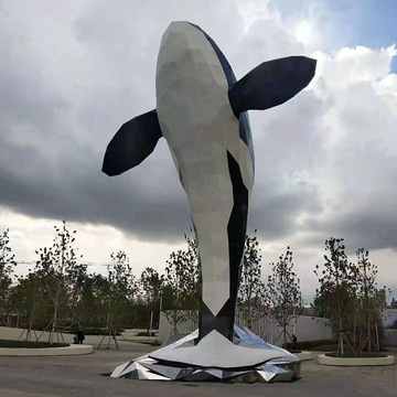 厂家供应大型不锈钢海豚雕塑户外园林景观公园海洋馆创意抽象定制