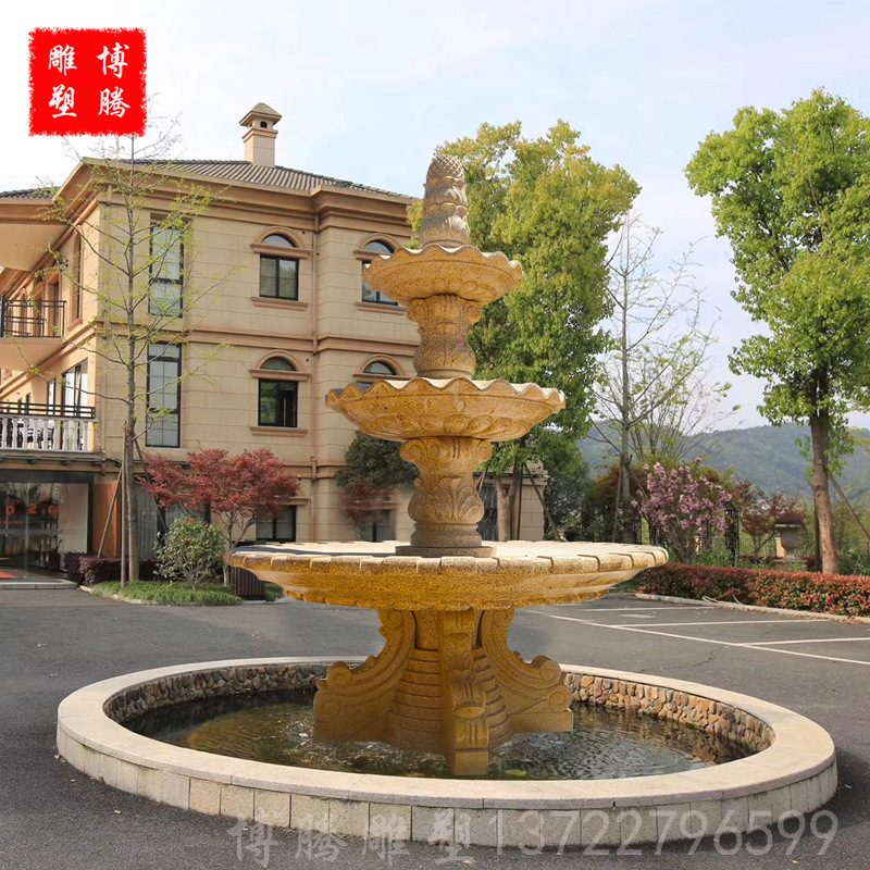 石雕喷泉 大型喷泉流 别墅酒店天鹅流水雕塑景观制作