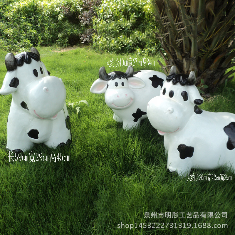 仿真动物创意户外花园庭院园林景观雕塑装饰品树脂工艺品奶牛摆件