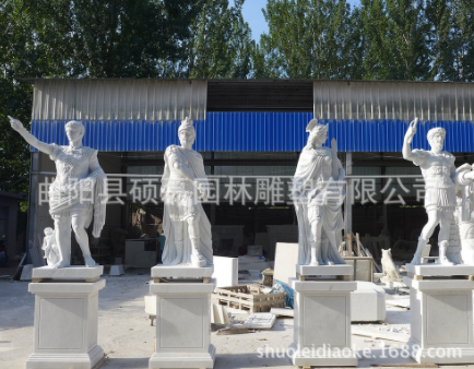 曲阳雕刻直销湖南 汉白玉人物雕塑 欧式西方人物雕刻 古罗马武士