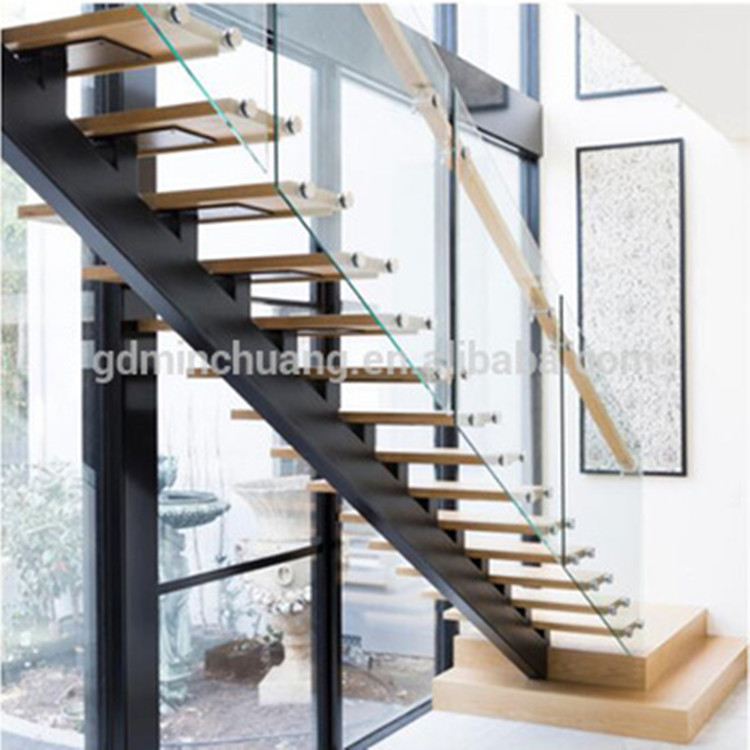 佛山尚步梯业简约钢木楼梯定制生产别墅复式楼阁楼楼梯实木扶手