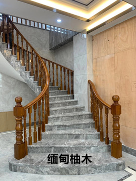 旋转楼梯扶手简约现代实木定制别墅家用复式楼梯扶手室内中欧式