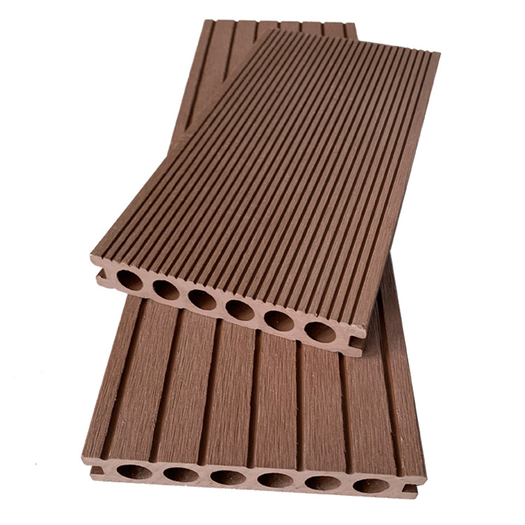 生产厂家 户外圆孔塑木地板 WPC室外木塑复合材料 PE木塑地板现货