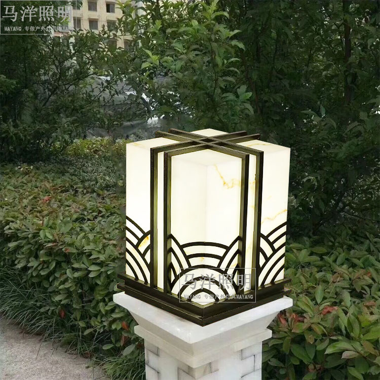 新中式不锈钢柱头灯户外矮地灯售楼处别墅广场装饰草坪灯