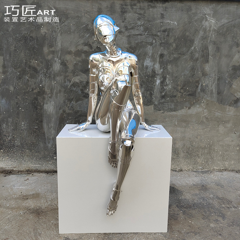 巧匠空山基模型摆件现代科技雕塑售楼部落地雕像性感坐姿女机械姬